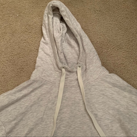 Athleta Light Heather Gray Slit Side Hoodie Sweatshirt - Picture 3 of 6